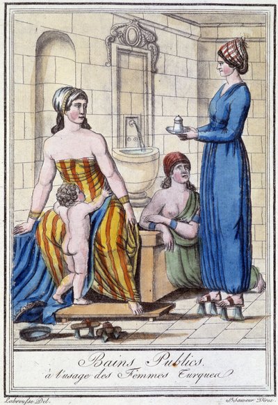 Baños públicos para mujeres turcas - en Encyclopedia of travels por J. Grasset St Sauveur, Deroy, París de L.F. Labrousse