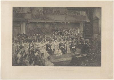 Bendición solemne del matrimonio de la reina Guillermina de los Países Bajos y el duque Hendrik de Mecklenburg en La Haya, el 7 de febrero de 1901 (título sobre el objeto) de L. Angerer