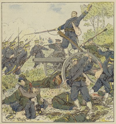 Batería rusa tomada a la bayoneta por la infantería japonesa de L. Malespine