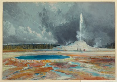 Impresión, Castle Geyser, Cuenca superior de los géiseres, Parque Nacional de Yellowstone de L. Prang and Company