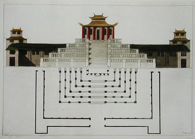 Plano del templo taoísta y pabellón, placa 10 de 