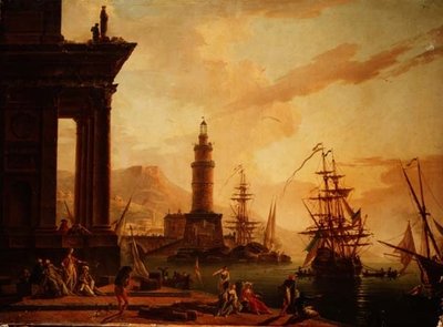 Capricho de un puerto mediterráneo con una fragata holandesa y otros barcos de La Croix de Marseilles
