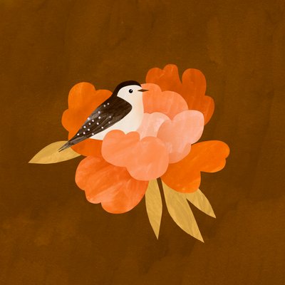 Pájaro y peonía, 2021 de Léa Le Pivert