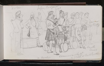 En desfile. Tamborileros del 79. Un boceto en Parkhurst de Lady  Butler