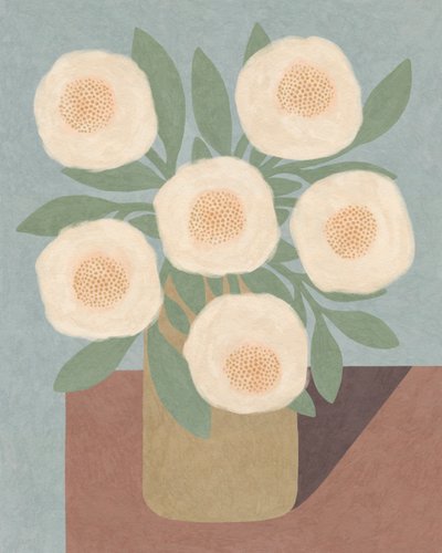 Flores blancas en jarrón amarillo, 2023 (digital) de Lady Ann de Borja