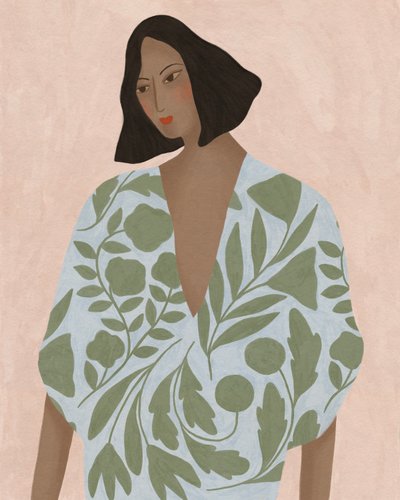Mujer con vestido de flores, 2022 (digital) de Lady Ann de Borja