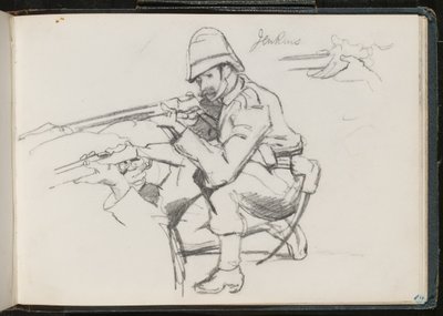 Jenkins arrodillado para disparar, 1879 de Lady Butler