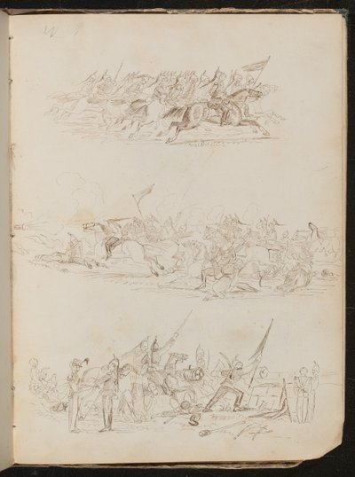 Tres estudios de batallas de caballería de Lady Butler
