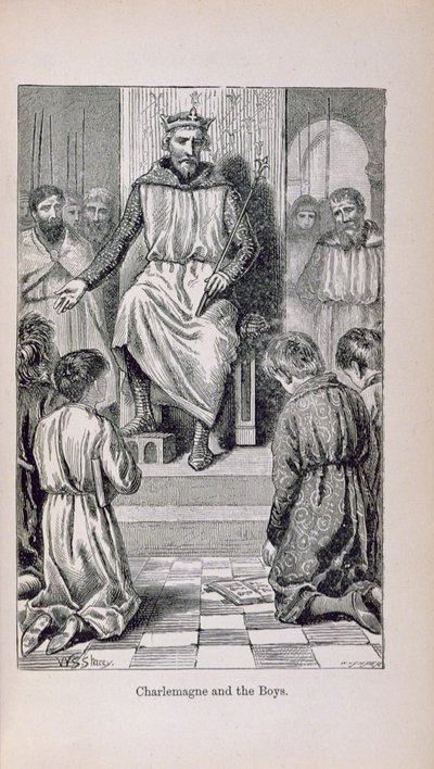 Carlomagno (742-814) y los Niños, ilustración de 