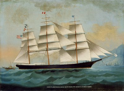 El barco Fleetwing, Bahía de Hong Kong, J. W. Guest, comandante de Lai Sung