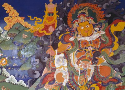 Fresco que representa deidades coloridas, Monasterio Budista Lamayuru (Lamayuru Gompa), Himalayas, distrito de Ladakh, estado de Jammu y Cachemira, India de Amadeo (after) Modigliani