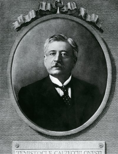 Retrato de Temistocle Calzecchi Onesti, físico e inventor italiano, grabado después de una fotografía de Amadeo (after) Modigliani