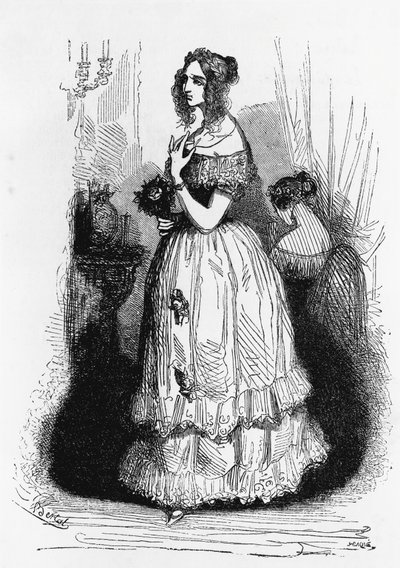 Ilustración para La Duquesa de Langeais, novela de Honoré de Balzac de la colección La Comedia Humana, grabado por Laisne de Laisne Laisne