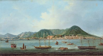 Puerto de Hong Kong, c.1830-40 (óleo sobre lienzo) de Lam Qua (attr. to)