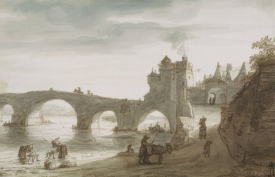 Puente sobre el Loira en Amboise. Década de 1640 de Lambert Doomer