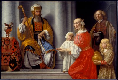 La profetisa Ana lleva a su hijo Samuel al sumo sacerdote Elí para agradecer al Señor por curarlo de su esterilidad de Lambert Doomer