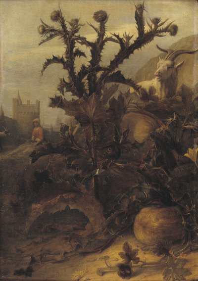 Cardo, calabaza y una cabra de Lambert Doomer
