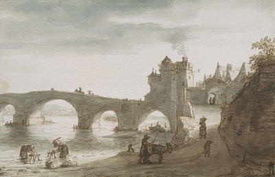 Puente sobre el Loira en Amboise, 1640s de Lambert Harmensz Doomer