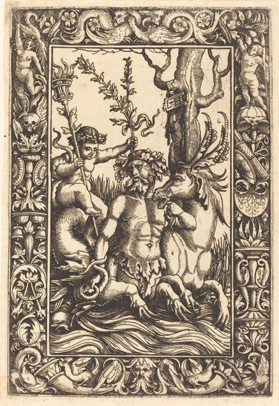 Tema marino mitológico de Lambert Hopfer after Nicoletto da Modena