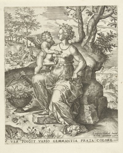 Primavera: Venus y Cupido Las cuatro estaciones (título de la serie) de Lambert Lombard