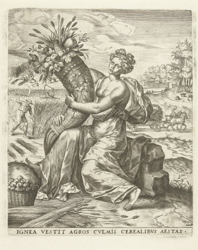 Verano: Ceres con una cornucopia Las cuatro estaciones (título de la serie) de Lambert Lombard