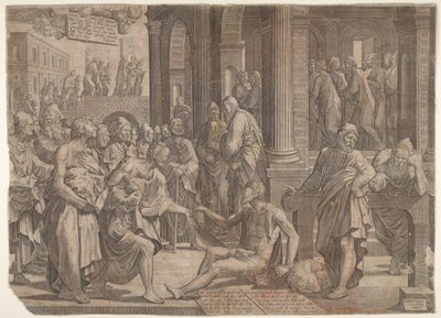 San Juan y San Pedro curando al lisiado, 1553 de Lambert Suavius