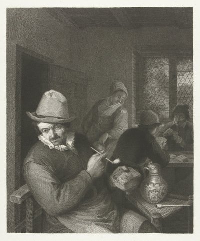 Escena de pub con hombre llenando una pipa de Lambertus Antonius Claessens