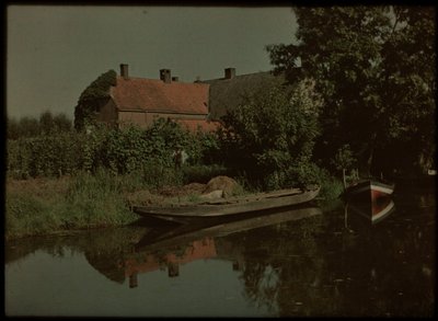 Blikkenburgervaart, Zeist, con barcos y granja (y posiblemente Willem Emelaar Sr) de Lambertus Hendrik van Berk