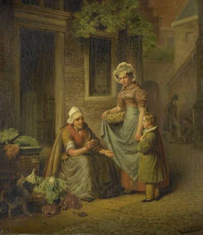Mujer vendiendo verduras de Lambertus Johannes Hansen