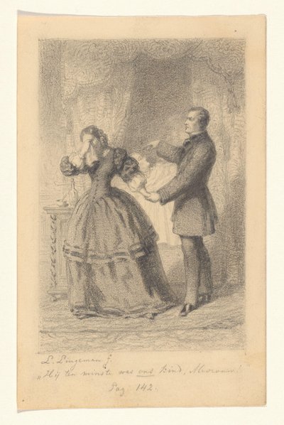 Una pareja en el lecho de muerte de su hijo
¡Al menos era nuestro hijo, señora! (título en el objeto) de Lambertus Lingeman (signed by artist)