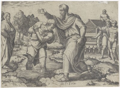 Bautismo del eunuco etíope por Philip Escenas del Libro de los Hechos (título de la serie) de Lambertus Suavius (attributed to)