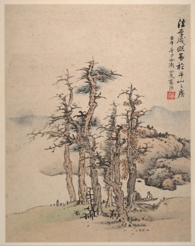 Paisajes después de maestros Song y Yuan, 1642 de Lan Ying