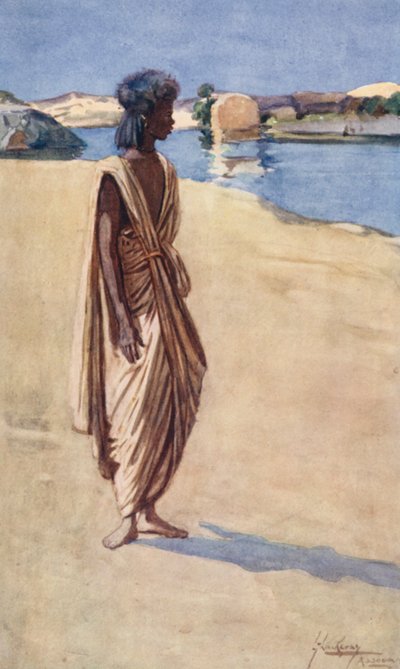 Pueblo de Egipto: Árabe Bisharien (litografía en color) de Lance Thackeray