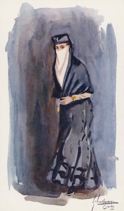 Pueblo de Egipto: Mujer egipcia, clase media, Horma (litografía en color) de Lance Thackeray