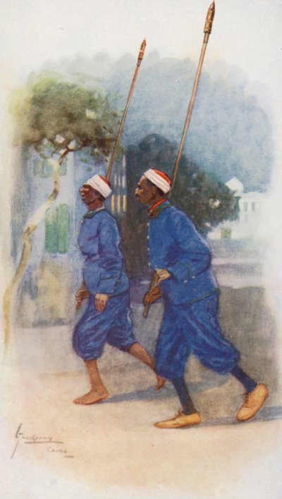 Pueblo de Egipto: Lamp-Lighters, Illi walla el Lumad (litografía en color) de Lance Thackeray
