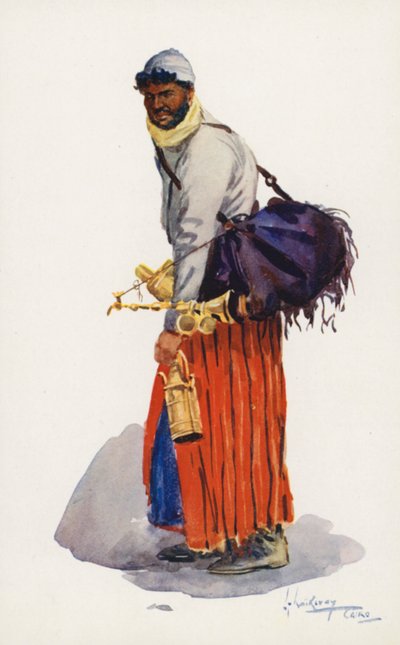 Pueblo de Egipto: Vendedor de jarabe, Sharbatli (litografía en color) de Lance Thackeray