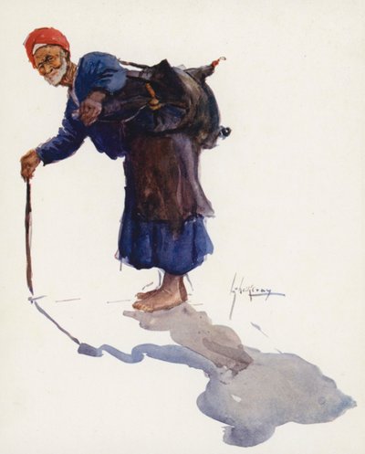 Pueblo de Egipto: Water-Carrier, Sakka (litografía en color) de Lance Thackeray