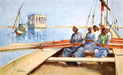 A Philae en una faluca, 1908 de Lance Thackeray