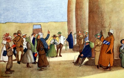 Dos filas en el templo, 1908 de Lance Thackeray