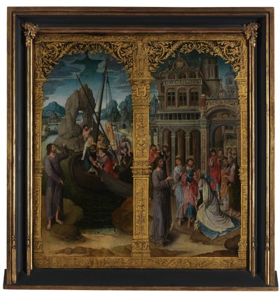 La llamada de Pedro y la curación de Hemorroisa (óleo sobre tabla) de Lancelot (school of) Blondeel
