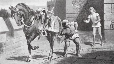 Su madre envió a Gareth un hermoso caballo y una fina armadura (litografía) de Lancelot Speed