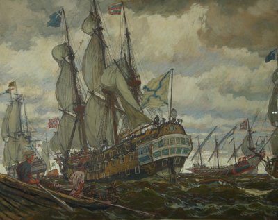 La flota de Pedro I, 1909 de Lanceray
