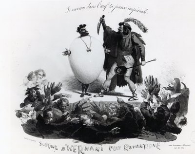 Hernani Sublime, un plato romántico, caricatura de Hernani de Langlume