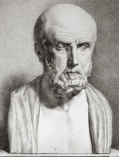 Retrato de Hipócrates c.460-c.377 a.C., primera mitad del siglo XIX (detalle) de Langlume