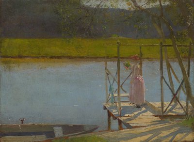 Mujer junto a un bote, c.1875-85 de Laszlo Mednyanszky