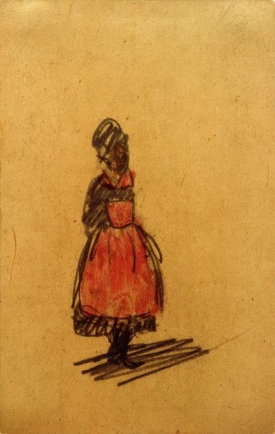 Sin título (Mujer de pie con delantal rojo) de Laszlo Moholy Nagy