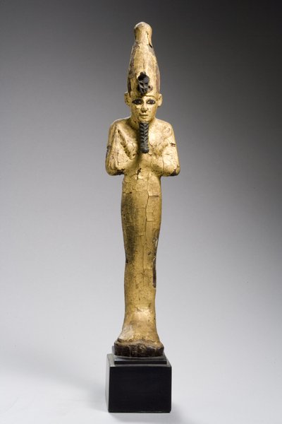 Osiris, Período Dinástico Tardío, 664-332 a.C. (madera dorada con incrustaciones de bronce) de Late Period Egyptian