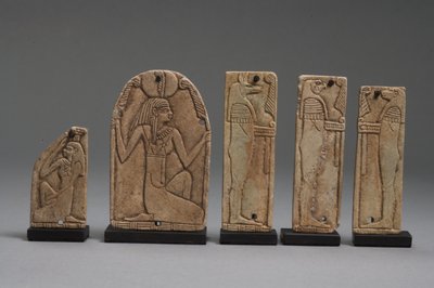 Placas de Maat, Neftis y los hijos de Horus, Período Dinástico Tardío de Late Period Egyptian