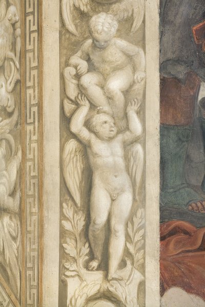Putti, decoraciones alrededor de las ventanas de Lattanzio Gambara