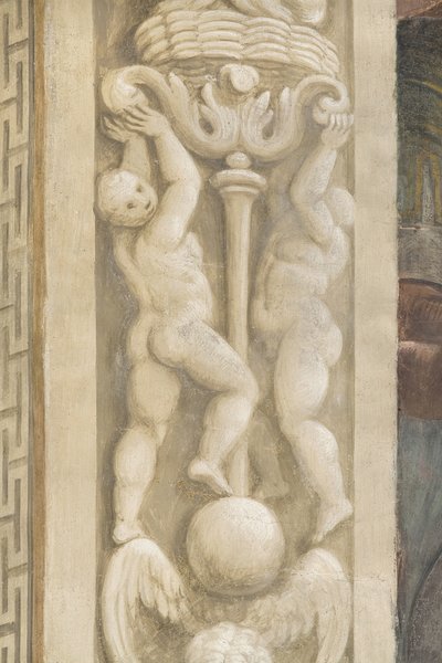 Putti, decoraciones alrededor de las ventanas de Lattanzio Gambara